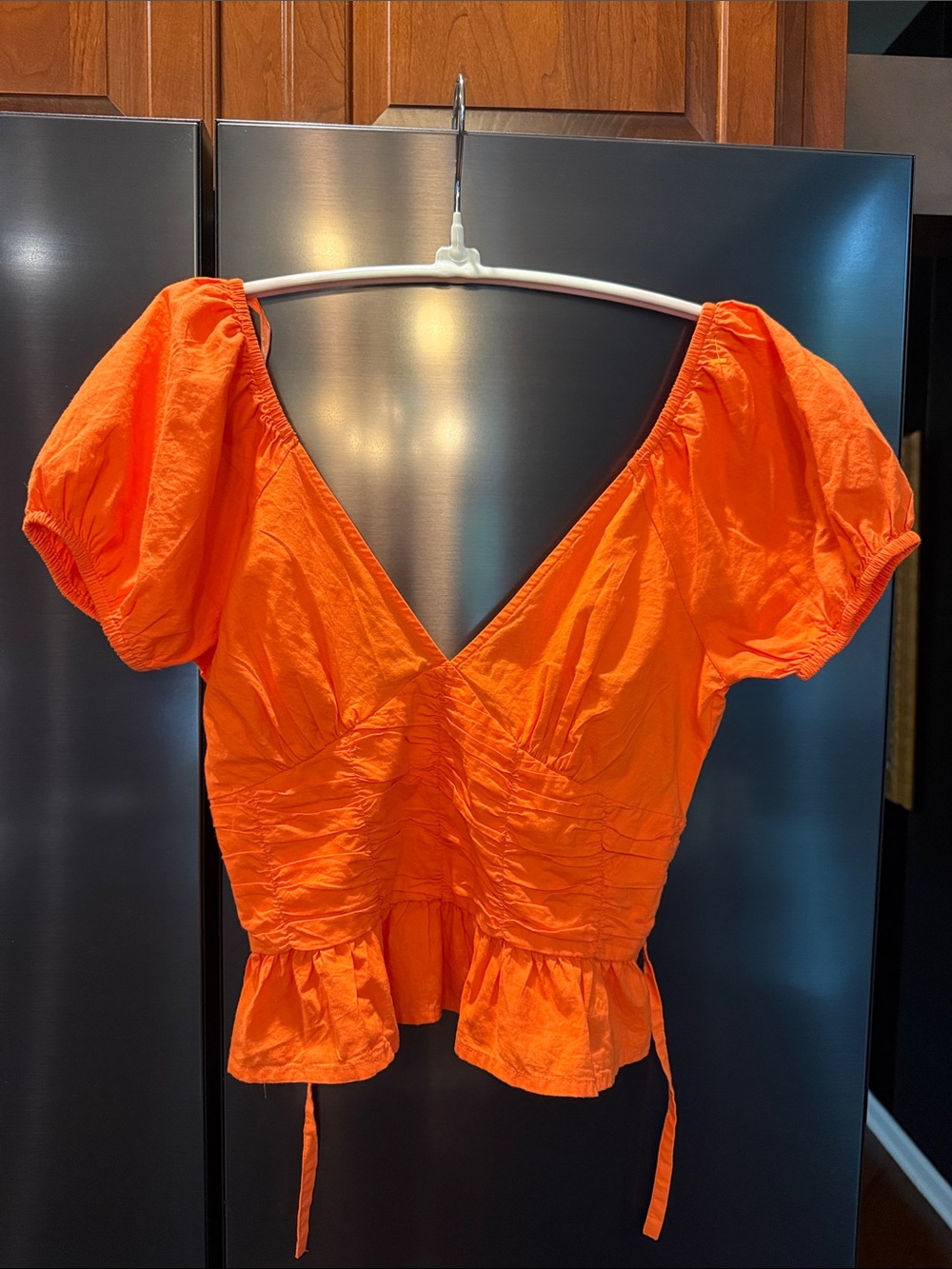 Sim & Sam Coral Orange Top With Tie Back